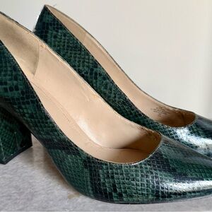 Marc Fisher Green Snake Print Heels